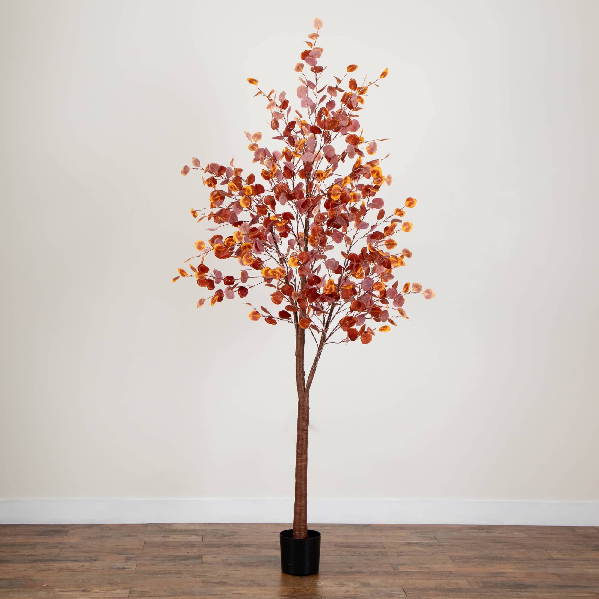 8ft. Pre-Lit Grand Autumn Eucalyptus Artificial Fall Tree with 540 Warm White LED Lights